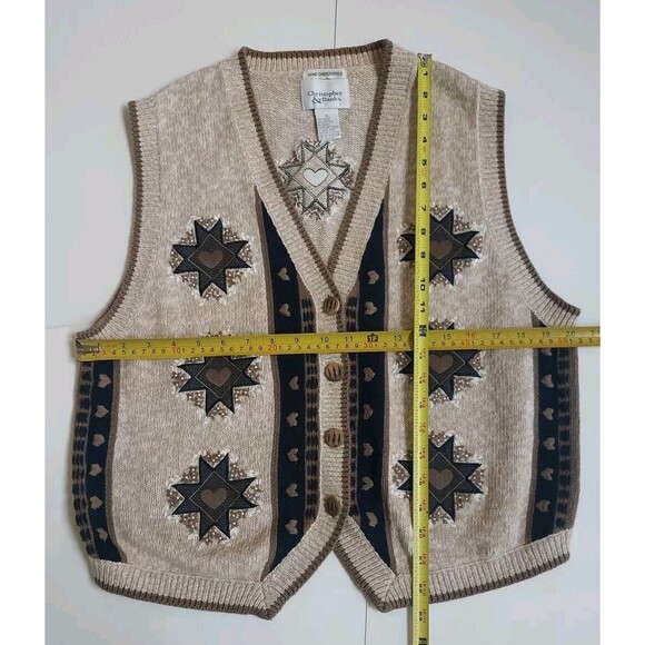 Vintage Christopher & Banks Hand Embroidered Fraktur Hex Sweater Vest Size XL - Picture 5 of 8